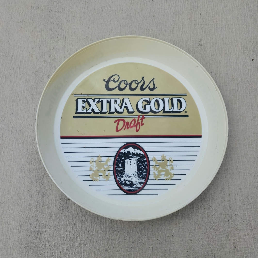 Vintage Coors Extra Gold Draft Promotional Round Beer Tray